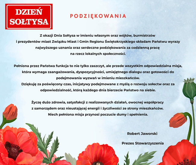 Życzenia z okazji Dnia Sołtysa